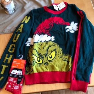 Kid’s Grinch Christmas sweater & socks